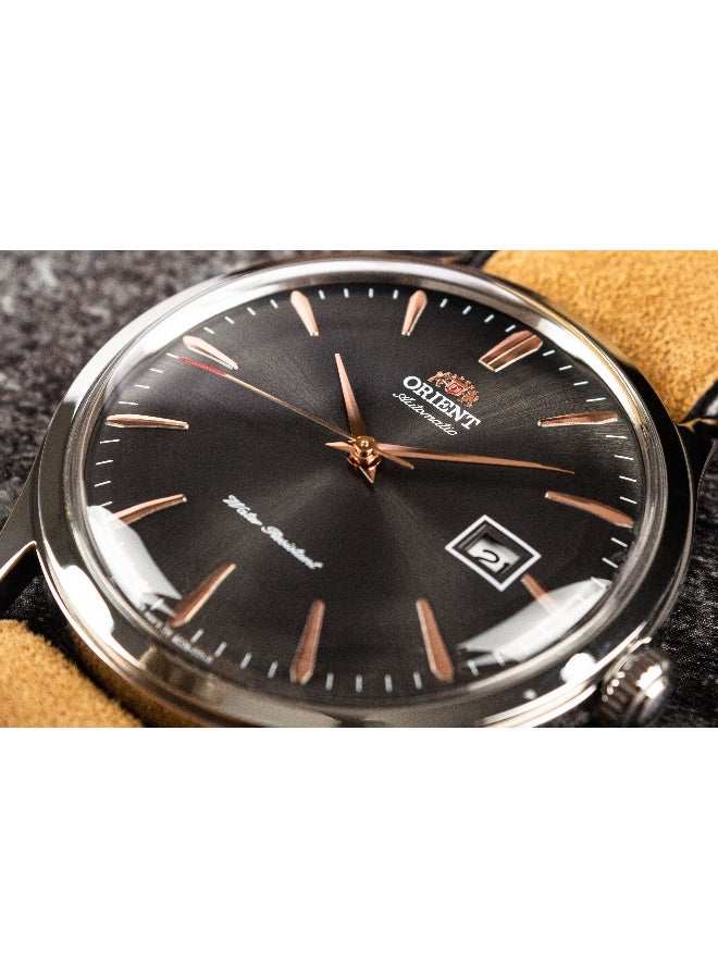 ORIENT Men Mechanical Classic Men's Watch TAC08003A0, 42mm Black Dial, Leather Strap, 30m WR - Image 3