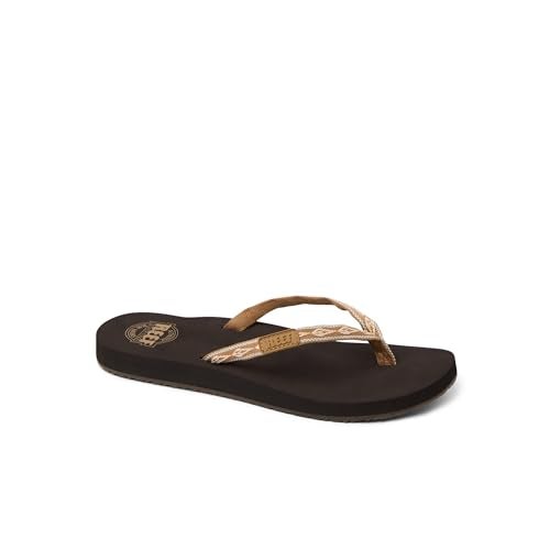 Reef Ginger Womens Beach Flip Flop, Soft Woven Strap Made From 100% Recycled PET, Brown/Peach, 7 - Image 2