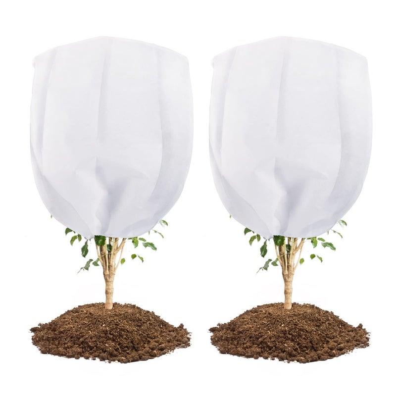 Abimars Thicker Plant Covers Freeze Protection Jacket 236 ozyd 66x66 Reusable Winter Plant Covers with Drawstring Zipper 2 Pack Light Porous Fabric for Plant Breathing