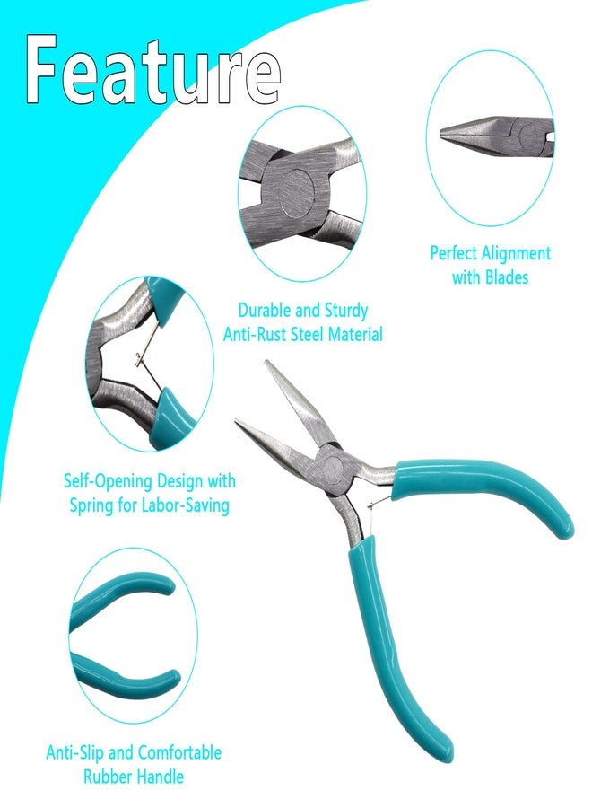 Renashed 6Pcs Jewelry Pliers Making Tools Kit for Necklace, Bracelet, Earrings or Repairing, Include Wire Cutters, Nose, Crimping, Bent Nose Pliers, End Nippers for Beading Craft - Image 3
