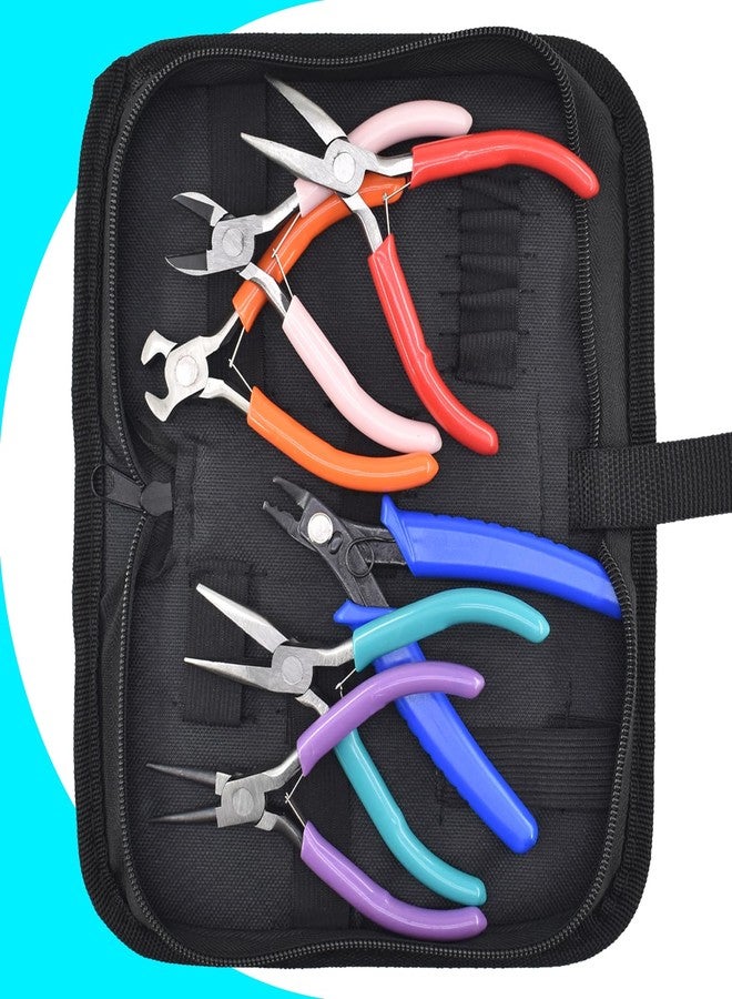 Renashed 6Pcs Jewelry Pliers Making Tools Kit for Necklace, Bracelet, Earrings or Repairing, Include Wire Cutters, Nose, Crimping, Bent Nose Pliers, End Nippers for Beading Craft - Image 5
