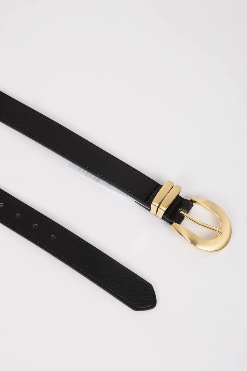 Defacto  Woman Faux Leather Gold Buckled Dress Belt for Women | Best Price UAE