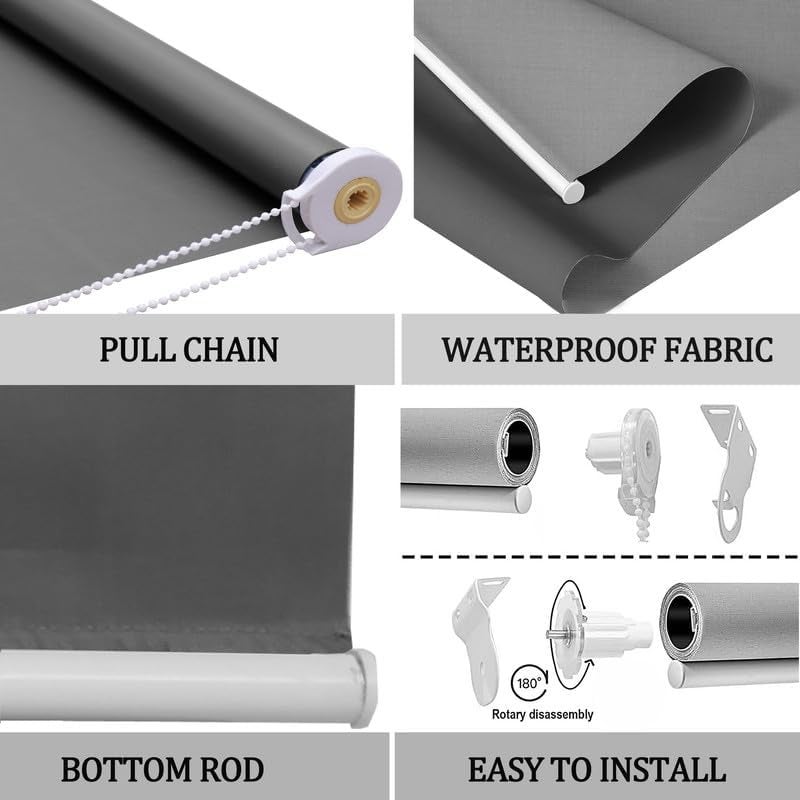 GREEN DECOR Roller Blinds 300 GSM Polyester Fabric Waterproof & Sun Blockage Corded Roll Up and Down Blinds Curtains for Window, Door, Balcony (Beige Color 3 X 8 Feet, Pack of 1 Piece) - Image 5