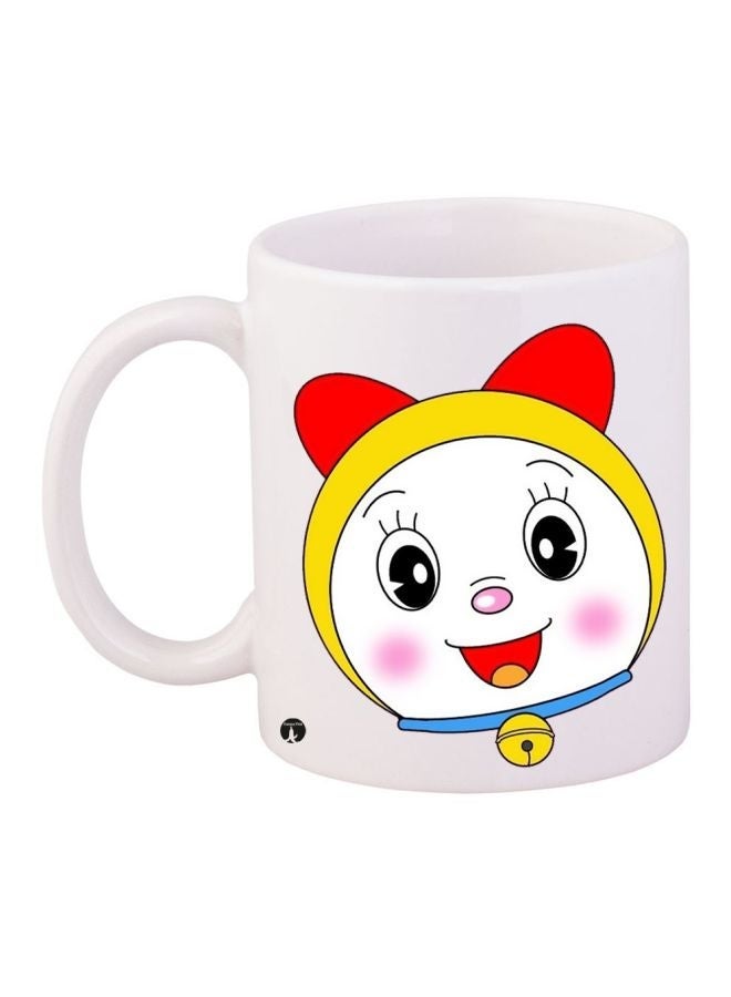 Dorami Printed Coffee Mug White/Yellow/Red 11ounce