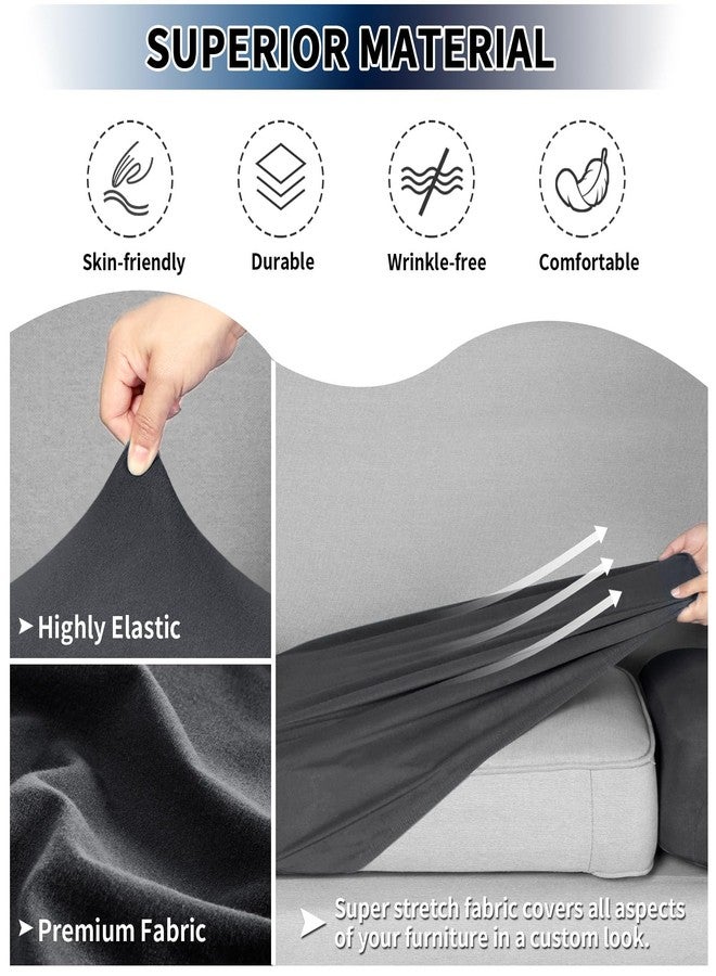 PureFit 100% Waterproof Couch Cushion Covers, Stretch Sofa Seat Covers, Replacement Cushion Slipcovers Furniture Protector for Kids Pets with Elastic Bottom, Oversized Sofa Cushion, Dark Gray - Image 3