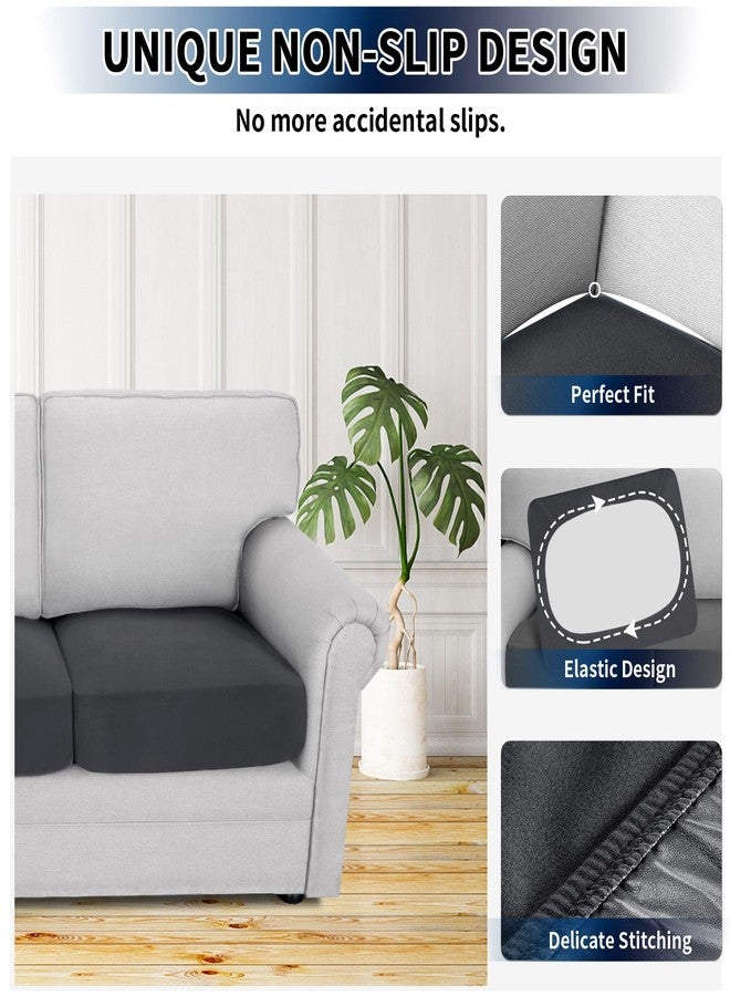 PureFit 100% Waterproof Couch Cushion Covers, Stretch Sofa Seat Covers, Replacement Cushion Slipcovers Furniture Protector for Kids Pets with Elastic Bottom, Oversized Sofa Cushion, Dark Gray - Image 4