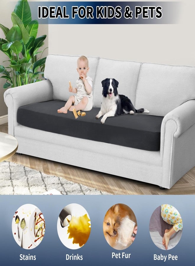PureFit 100% Waterproof Couch Cushion Covers, Stretch Sofa Seat Covers, Replacement Cushion Slipcovers Furniture Protector for Kids Pets with Elastic Bottom, Oversized Sofa Cushion, Dark Gray - Image 5