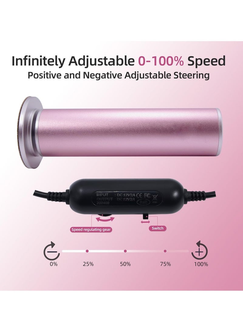 جهاز كهربائي لإزالة مسامير القدم بطول 4.8 بوصة، مزيل مسامير القدم الاحترافي من الألومنيوم مع 80 قرص صنفرة، أدوات باديكير للتحكم في السرعة بدون خطوات لإزالة مسامير القدم الميتة (وردي وردي) - Image 4