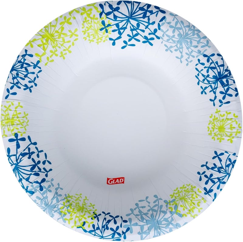 Glad Disposable Paper Bowls Blue Hydrangea Print  Round Soak Proof Cut Proof Microwaveable Heavy Duty Disposable Bowls  Bulk Paper Bowls for Parties Dinner Paper Plates 16 Oz 50 Count - Image 2