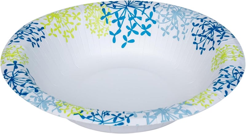 Glad Disposable Paper Bowls Blue Hydrangea Print  Round Soak Proof Cut Proof Microwaveable Heavy Duty Disposable Bowls  Bulk Paper Bowls for Parties Dinner Paper Plates 16 Oz 50 Count - Image 3