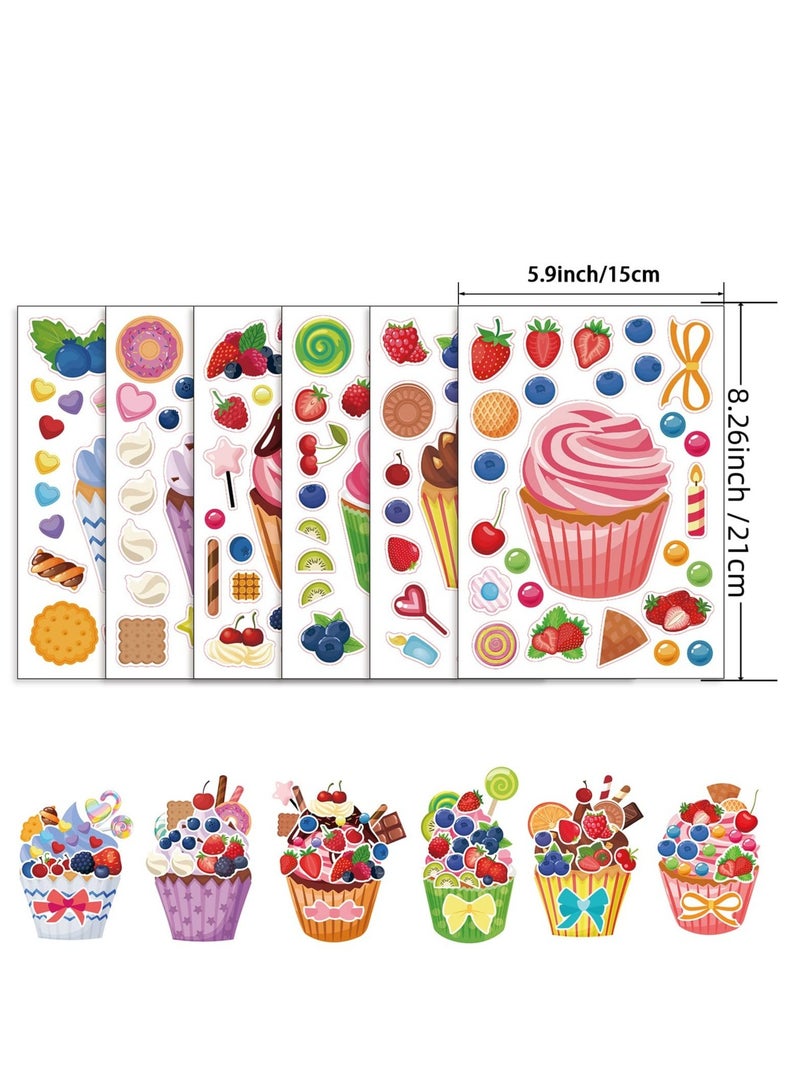 Excefore Treats and Sweets Sticker, 36 Pcs Cupcake Sticker Set, Make Face Cupcake Stickers, DIY Cake Stickers Dessert Stickers Decorating, for Party Favor Supplies - Image 2