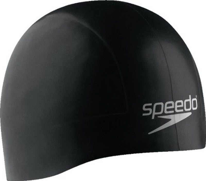 speedo قبعة سباحة سيليكون أكوا V للبالغين من سبيدو للجنسين - أسود - متوسط - Image 1