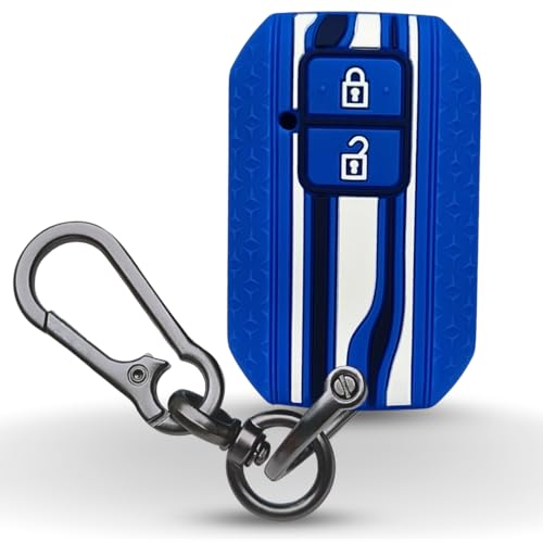 KEYCEPT Tristar Key Cover for Suzuki Swift, Dzire, Ertiga, Grand Vitara, Brezza, Fronx, Jimny, Ignis, Urban Cruiser, Rumion, Hyryder, E-Vitara 2 Button Smart Key with Keychain. (Type 1, Blue) - Image 1