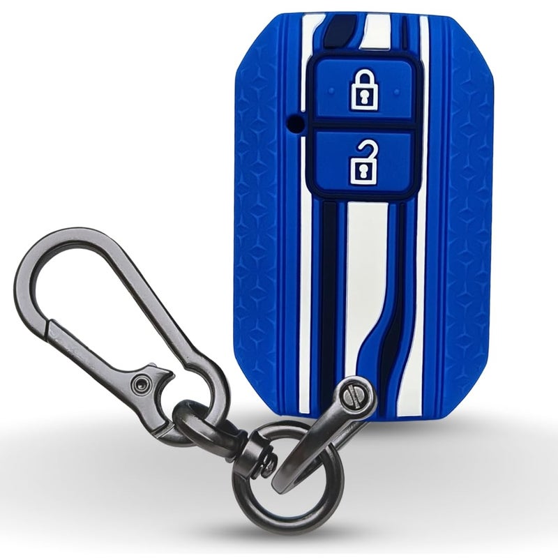KEYCEPT Tristar Key Cover for Suzuki Swift, Dzire, Ertiga, Grand Vitara, Brezza, Fronx, Jimny, Ignis, Urban Cruiser, Rumion, Hyryder, E-Vitara 2 Button Smart Key with Keychain. (Type 1, Blue) - Image 2