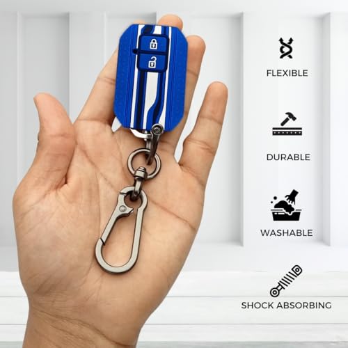 KEYCEPT Tristar Key Cover for Suzuki Swift, Dzire, Ertiga, Grand Vitara, Brezza, Fronx, Jimny, Ignis, Urban Cruiser, Rumion, Hyryder, E-Vitara 2 Button Smart Key with Keychain. (Type 1, Blue) - Image 5