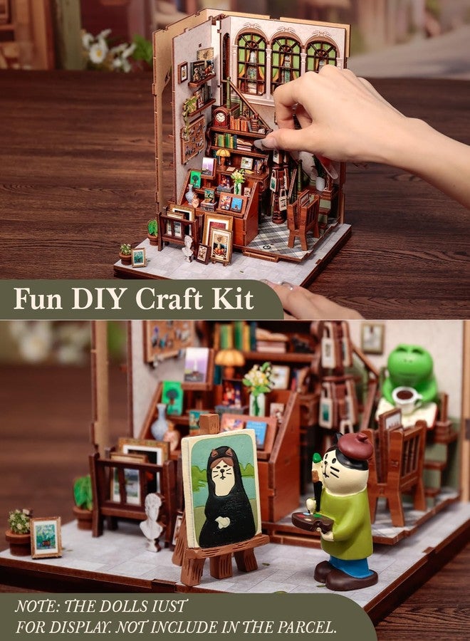 CUTEBEE Book Nook Kit - DIY Miniature House Dollhouse Kit for Adults, Booknook Library Bookstore Tiny House Bookshelf Decor 3D Wooden Puzzle, Gifts for Family and Friends (Gallery Bookstore) - Image 4