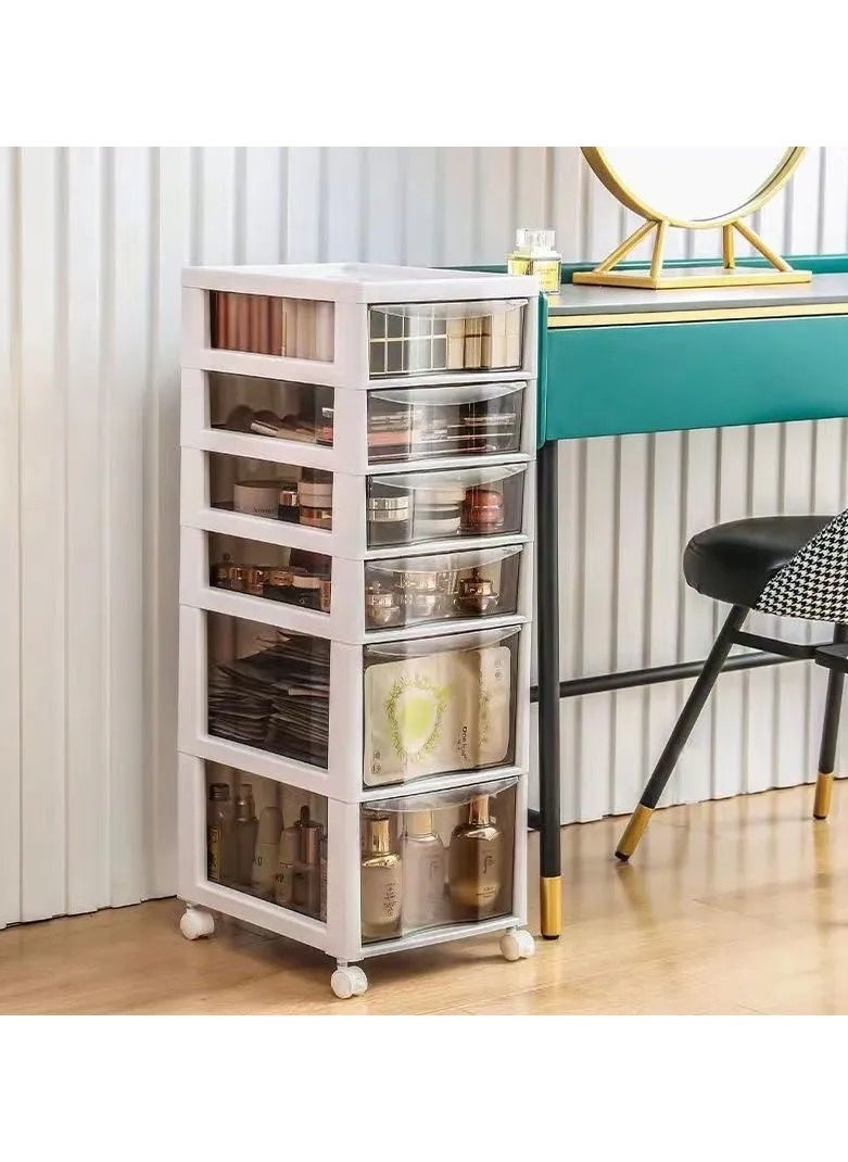 Generic - 5 Layers Desktop Storage Box Drawer Organizer with Wheels Desk Storage Cabinet Under Table Multi-Layer Cabinet Trolley Movable Book Shelf Atorage Cabinet - Image 1