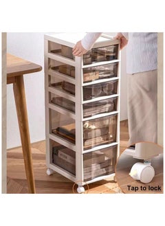 5 Layers Desktop Storage Box Drawer Organizer with Wheels Desk Storage Cabinet Under Table Multi-Layer Cabinet Trolley Movable Book Shelf Atorage Cabinet