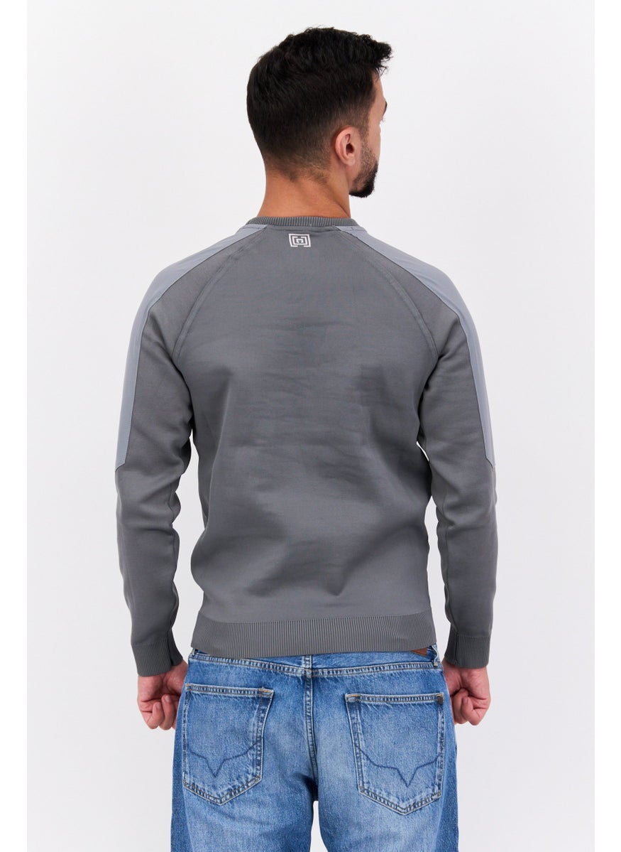Free Soul Men Crew Neck Brand Logo Long Sleeves Sweatshirt, Grey  - Image 3