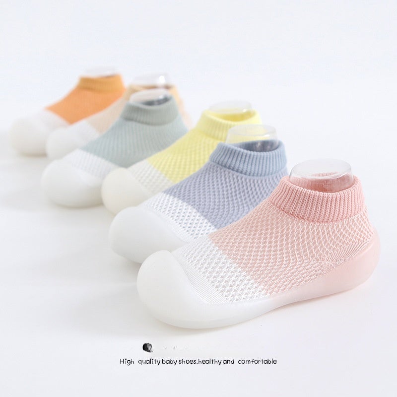 Ins hot style summer color matching hollow anti-slip socks toddler shoes cute wind soft bottom shoes breathable children's socks shoes blue 18/19（11.5cm） - Image 5