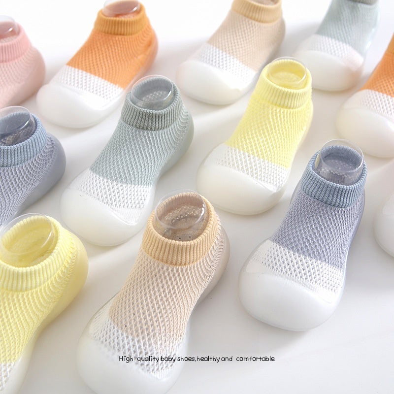 Ins hot style summer color matching hollow anti-slip socks toddler shoes cute wind soft bottom shoes breathable children's socks shoes blue 18/19（11.5cm） - Image 2