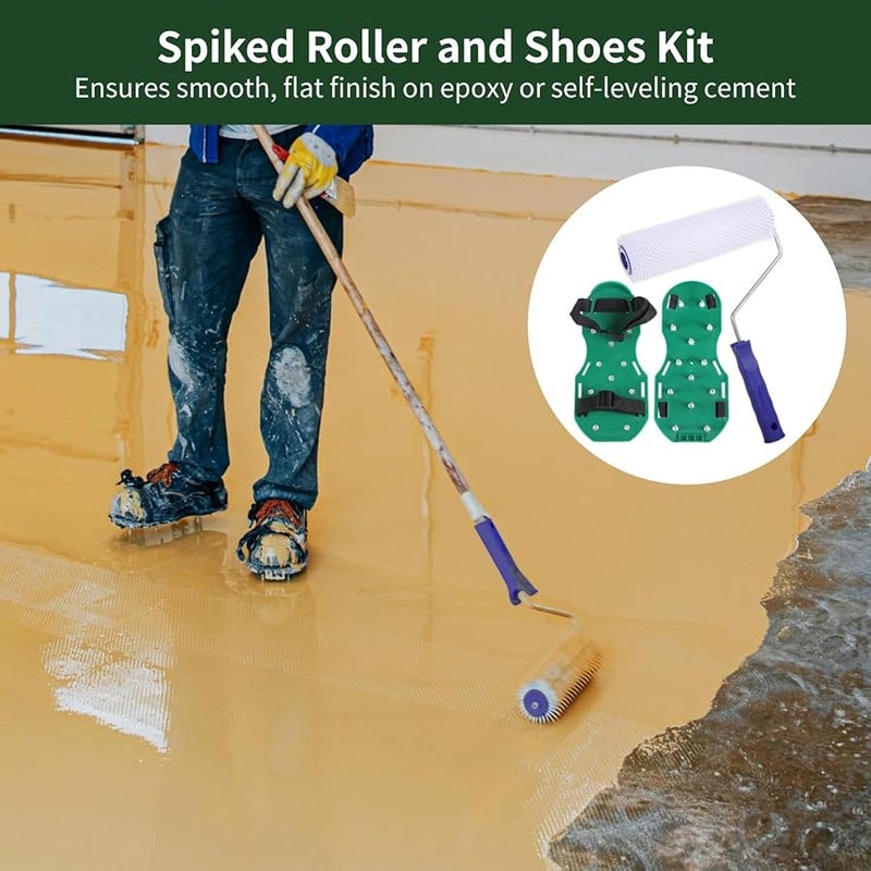 9 Inch Self Leveling Concrete Roller And Shoes Kit For Epoxy Flooring Bubble Remover - Image 5