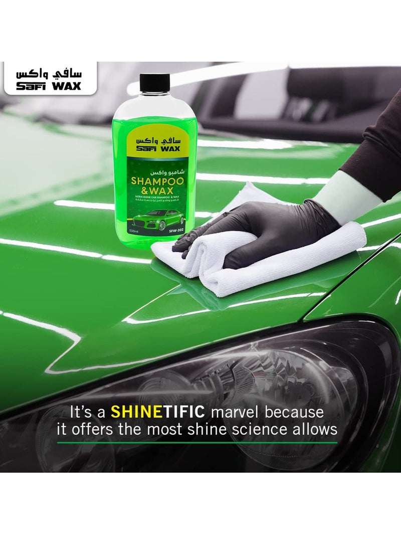 Safi WAX Shampoo and Wax ULtra Shine Car Washing Shampoo Wax - Safi Wax - SFW202- Green - 500ml  - Image 3