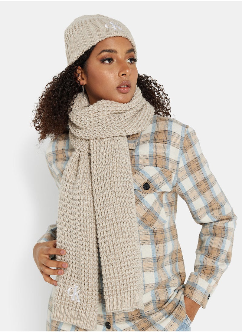 Calvin Klein Jeans - Waffle Beanie and Scarf Gift Set - Image 1