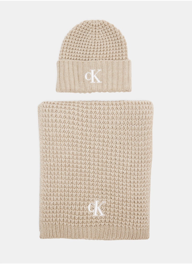 Calvin Klein Jeans - Waffle Beanie and Scarf Gift Set - Image 1