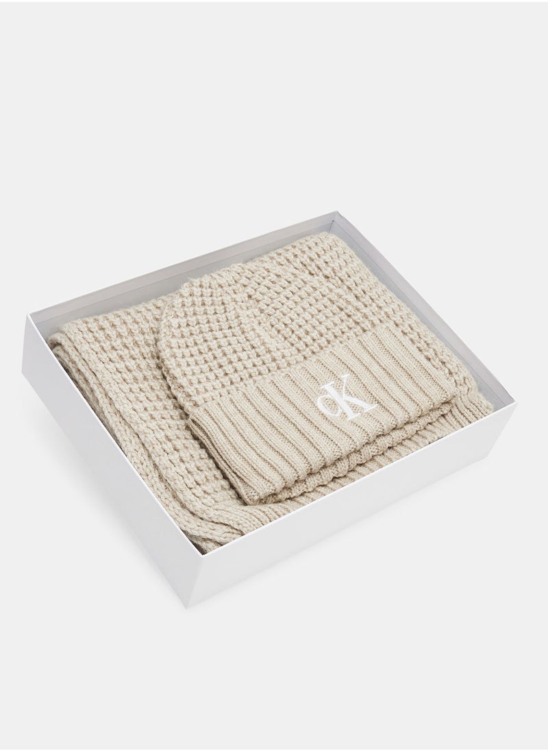 Calvin Klein Jeans - Waffle Beanie and Scarf Gift Set - Image 1