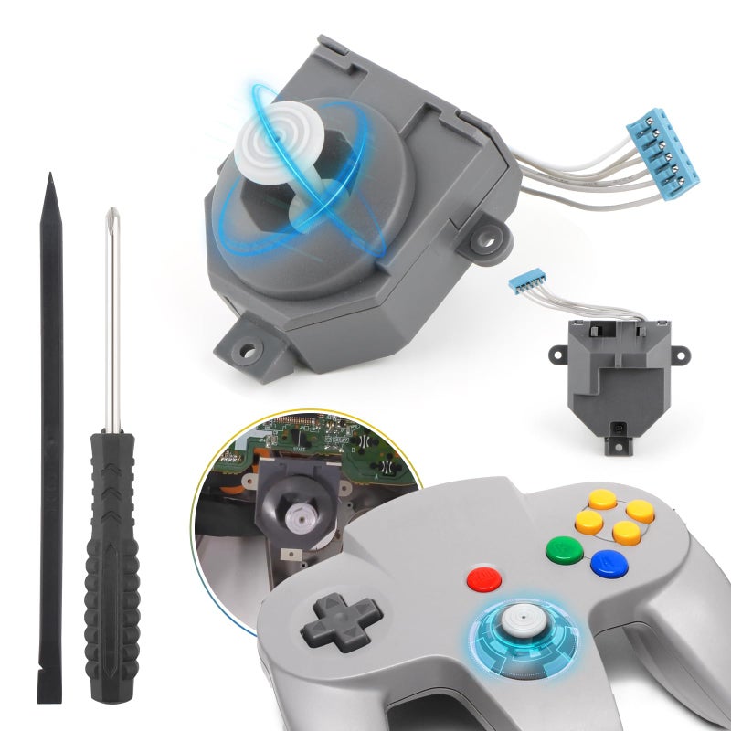 YWLRONG for Nintendo N64 Joysticks Replacement for Nintendo 64 Controller Joystick for N64 Hall Effect 3D Analog Stick Module Wheel Thumbsticks Replace Accessories Parts with Repair Tools - Image 1