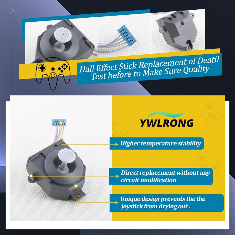 YWLRONG for Nintendo N64 Joysticks Replacement for Nintendo 64 Controller Joystick for N64 Hall Effect 3D Analog Stick Module Wheel Thumbsticks Replace Accessories Parts with Repair Tools - Image 5
