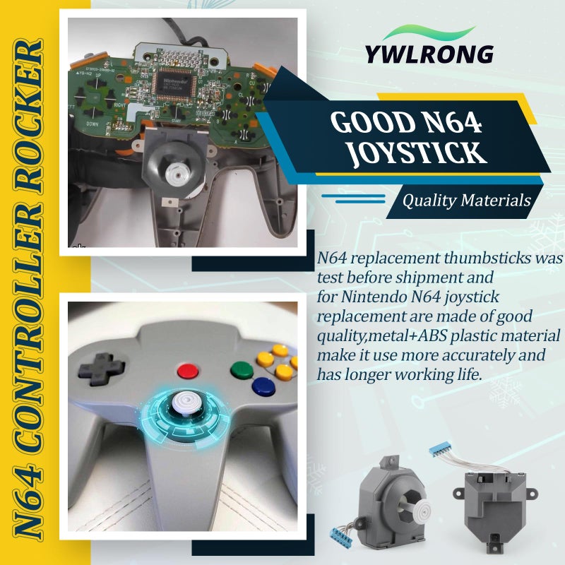YWLRONG for Nintendo N64 Joysticks Replacement for Nintendo 64 Controller Joystick for N64 Hall Effect 3D Analog Stick Module Wheel Thumbsticks Replace Accessories Parts with Repair Tools - Image 3