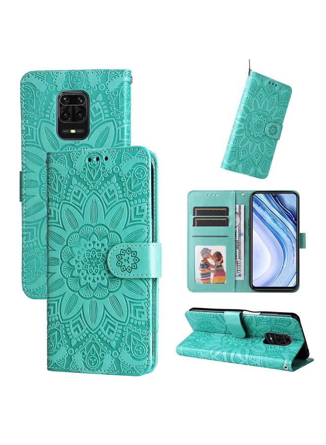 The Bros Case For Xiaomi Redmi Note 9S Embossed Sunflower Leather Phone Case