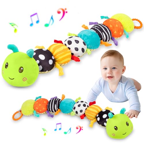 TOHIBEE Baby Stuffed Animal Toys for 0-6 6-12 Months, Baby Musical Caterpillar Tummy Time Toys for Babies 3 6 9 12 18 Months, Newborn Infant Sensory Toys Christmas Gifts Stocking Stuffers - Image 1
