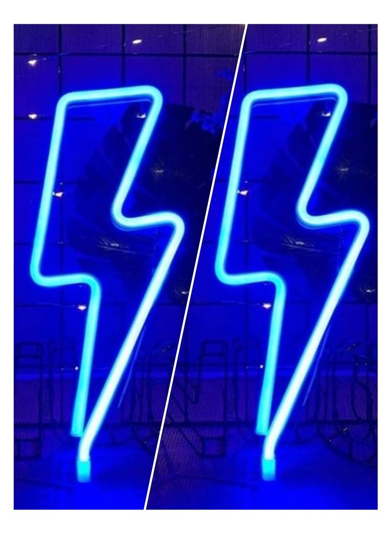 2pcs Blue Decorative Neon LED Light Bulb Blue 34.5x14x1.2cm - Image 1