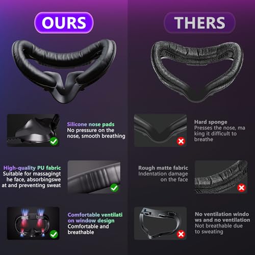 Saqico Face Pad Replacement for Oculus Quest 2 - Comfortable PU Leather & Memory Foam VR Face Cushion - Anti-Sweat - Ergonomic Design - Compatible with Meta Quest 2 - Easy to Install & Clean - Image 4