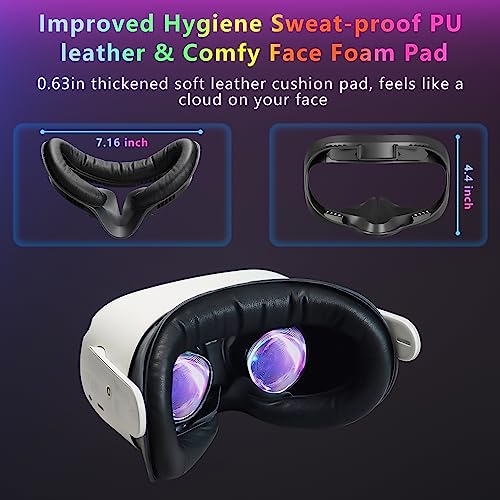 Saqico Face Pad Replacement for Oculus Quest 2 - Comfortable PU Leather & Memory Foam VR Face Cushion - Anti-Sweat - Ergonomic Design - Compatible with Meta Quest 2 - Easy to Install & Clean - Image 3