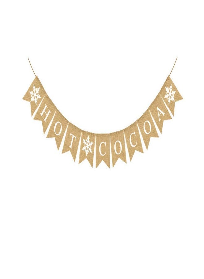 FRECI HOT COCOA Banner Burlap Bunting Banner Garland Sign Party Banner for Festival Party Decoration - Image 1
