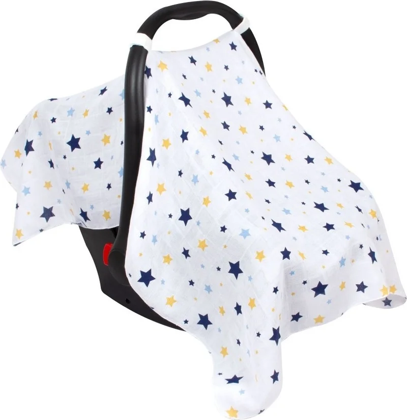 Sevi Bebe Sevibebe Muslin Stroller and Baby Carriage Cover Art-41 Starburst Blue