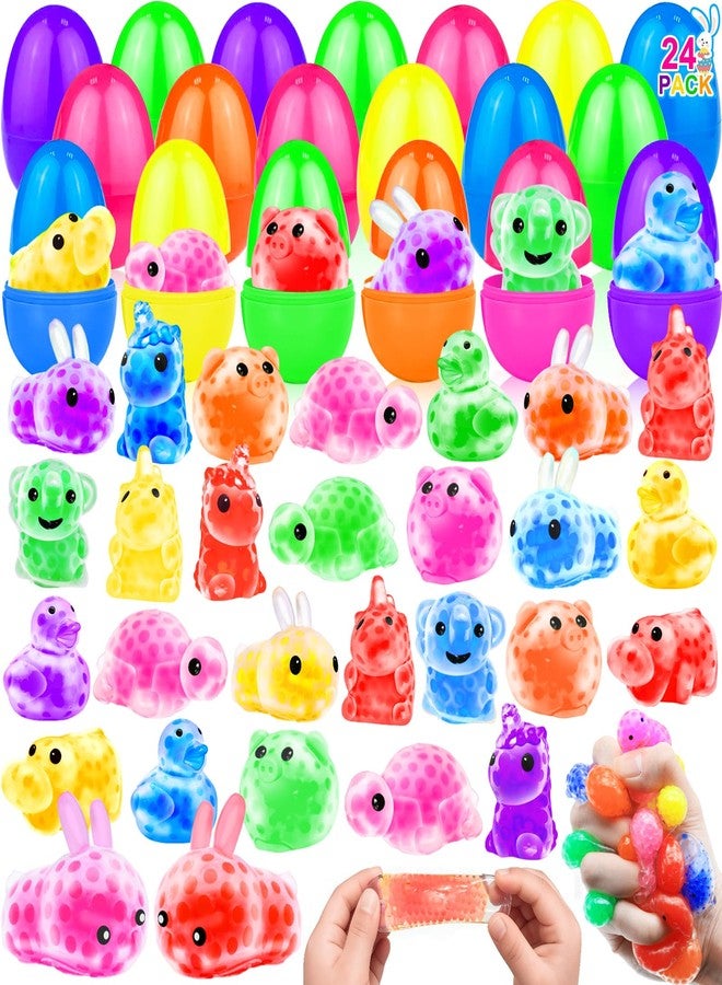 AMENON Easter Basket Stuffers 24 Pack Prefilled Easter Eggs with Stress Balls, 12 Styles Animals Fidget Toys Stress Relief Squeeze Squishies Toys for Kids Toddlers Easter Egg Fillers Hunt Party Favors Gifts - Image 1
