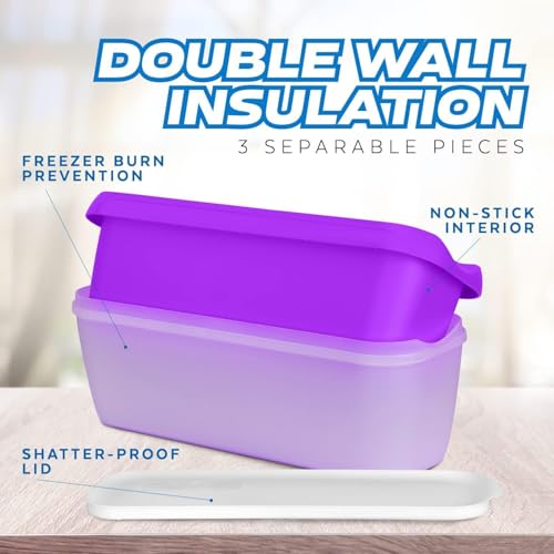PERMAFROST Ice Cream Storage Box Container with Lid Food Storage Container - Freezer Container - Double Insulated Ice Cream Box (Purple) - Image 4