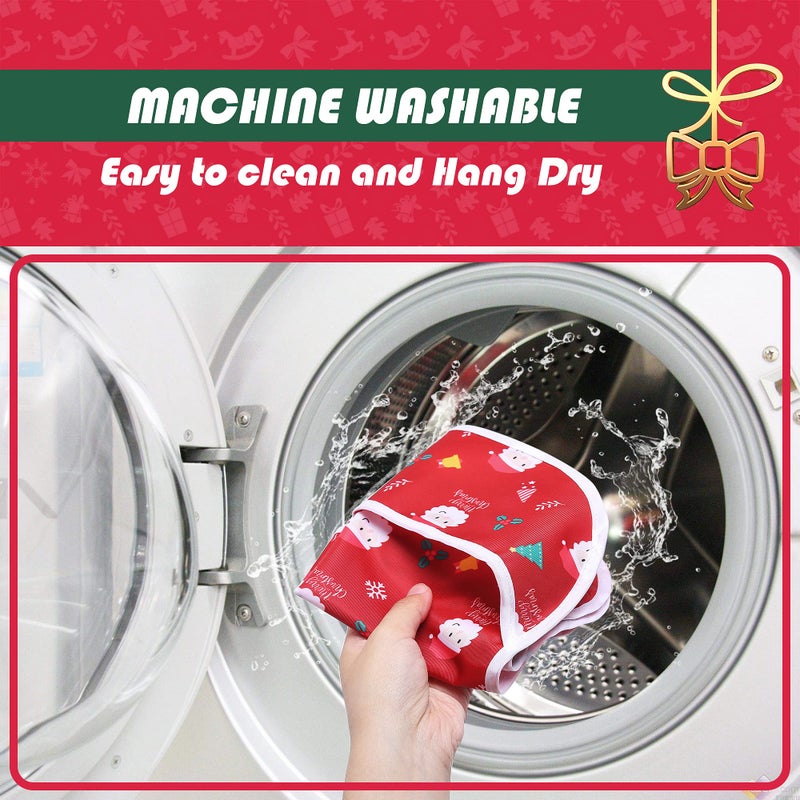 Little Dimsum Christmas Feeding Baby Bibs Waterproof Drool Christmas Bib Coverall 2 PCS Set Adjustable Closure for Babies Toddlers with Large Pocket (6-36 Months) - Image 4