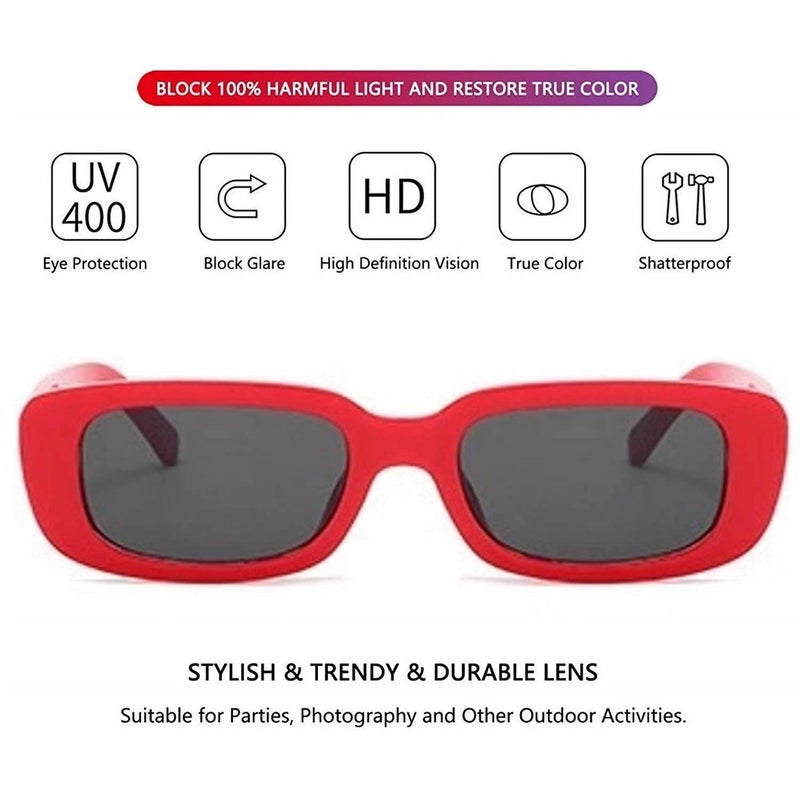 Dervin UV Protected Rectanglular Retro Driving Narrow Square Frame Sunglasses for Women - Image 2
