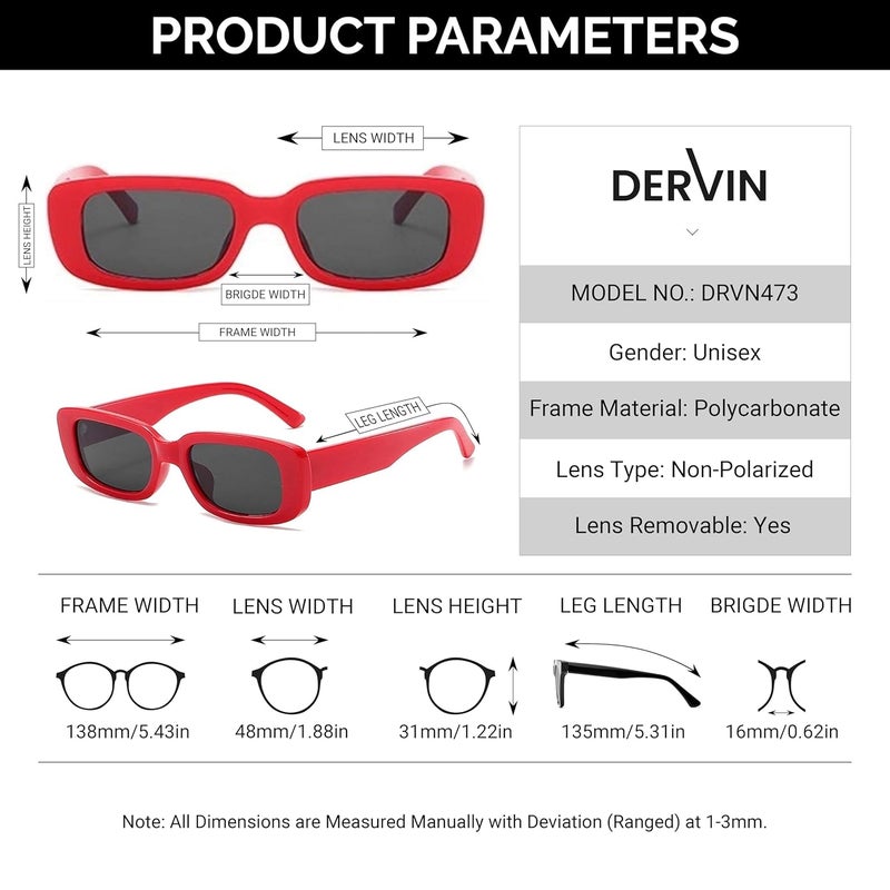 Dervin UV Protected Rectanglular Retro Driving Narrow Square Frame Sunglasses for Women - Image 5
