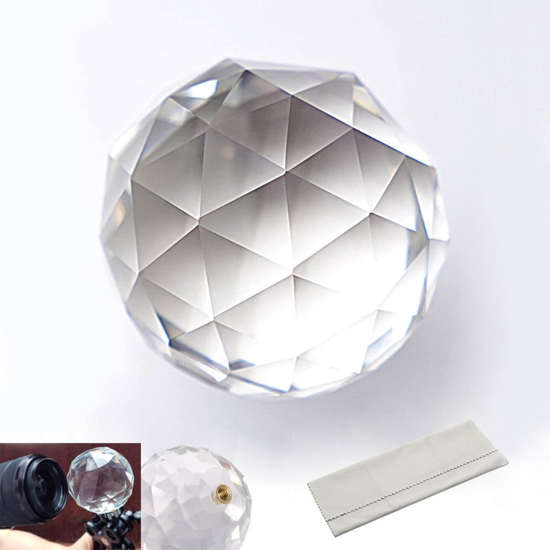 Meking Photography Prism with Microfiber Cleaning Cloth, Optical Crystal Glass Ball Filter with 1/4" Thread Mount, Portable 60mm Rainbow Prism for Photos and Teaching Light Spectrum - Image 1