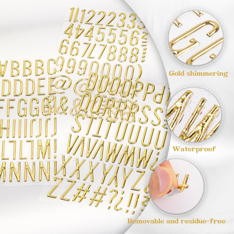 Dizdkizd 1 Inch 3D Gold Letter Stickers, Small Foam Puffy Alphabet Number Decals for Scrapbooking, Grad Cap Decorations, DIY Crafts, Personalized Presents - 3 Sheets - Image 4