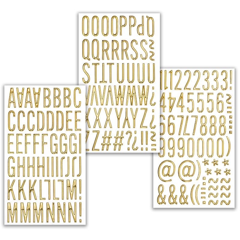 Dizdkizd 1 Inch 3D Gold Letter Stickers, Small Foam Puffy Alphabet Number Decals for Scrapbooking, Grad Cap Decorations, DIY Crafts, Personalized Presents - 3 Sheets - Image 1