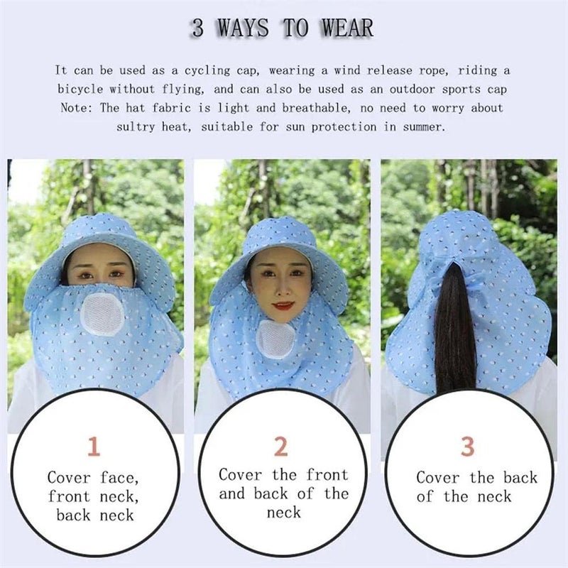 cheekyglo Women's Summer Wide rim Sun Ht with Fce Msk Neck Flp UV Protection Sun Cap for Outdoor Grdening Hiking-Grey - Image 5