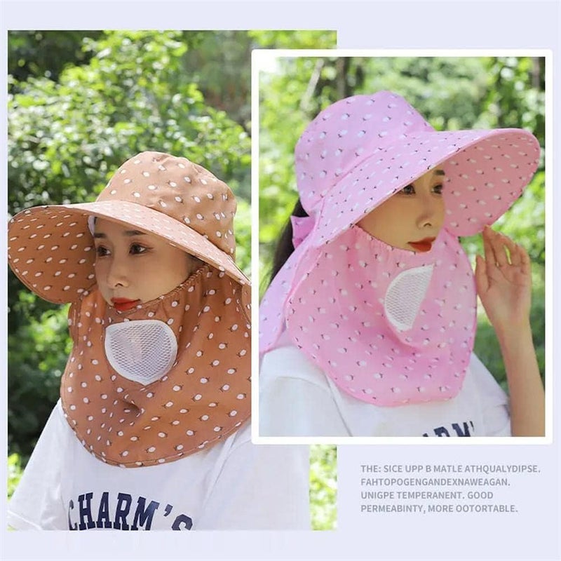 cheekyglo Women's Summer Wide rim Sun Ht with Fce Msk Neck Flp UV Protection Sun Cap for Outdoor Grdening Hiking-Grey - Image 4